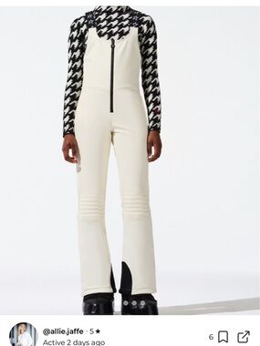 Perfect Moment Cream Front-Zip Ski Jumpsuit Pants